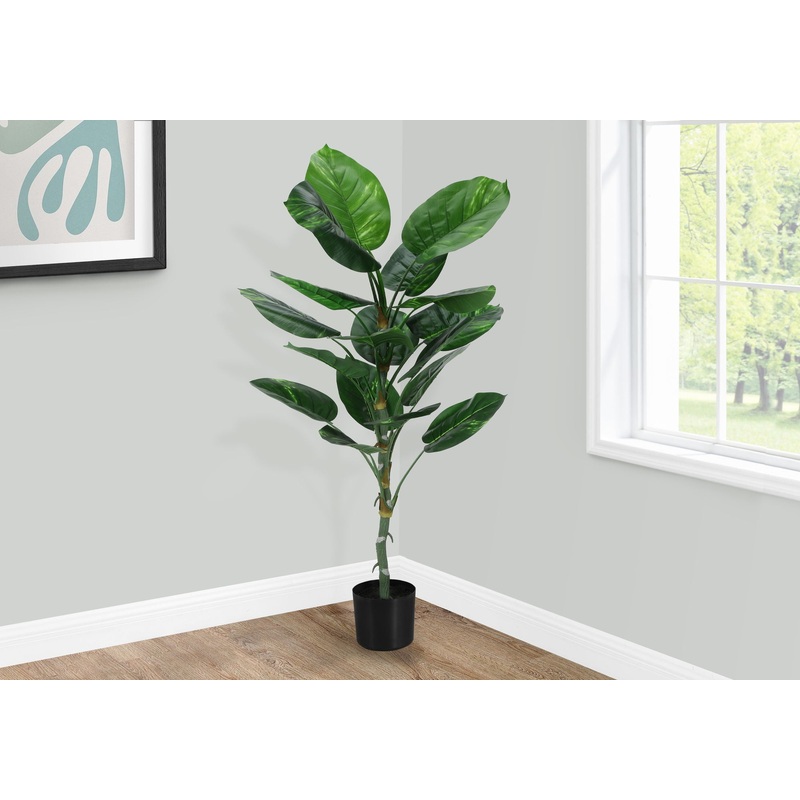 54 Tall, Artificial Plant, Dieffenbachia Tree, Indoor, Faux, Fake, Floor, Greenery, Potted, Real Touch, Decorative – Green / Black