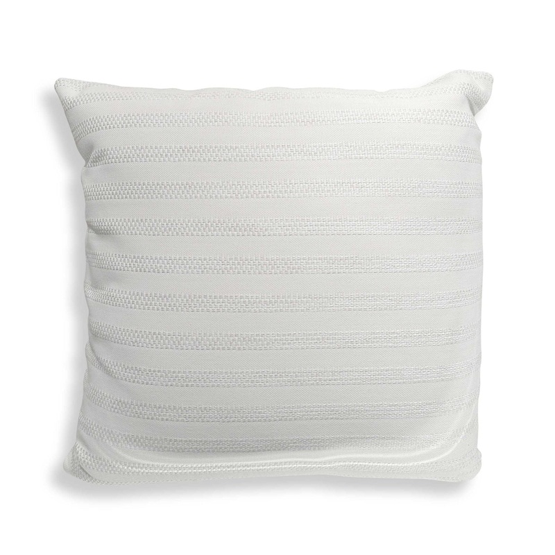 Basket Stripe – Ivory Outdoor Pillow – White
