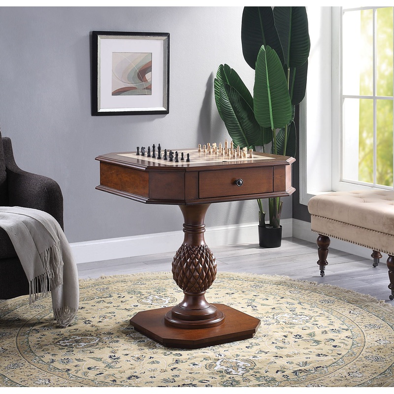 Bishop – Reversible Chess Checker Game Table With Game Tray (Chess Fingures Not Included) – Cherry
