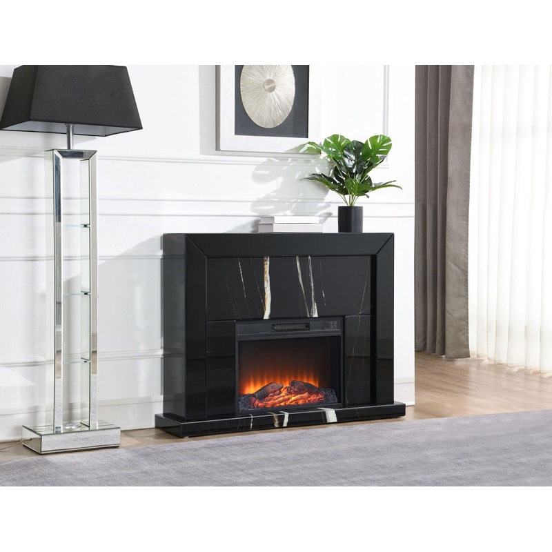 Drisana – Mirrored Fireplace – Black