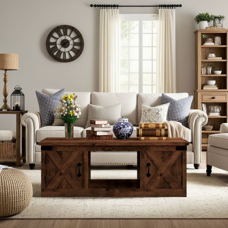 Farmhouse – 48 Coffee Table|Light Brown|Dark Brown