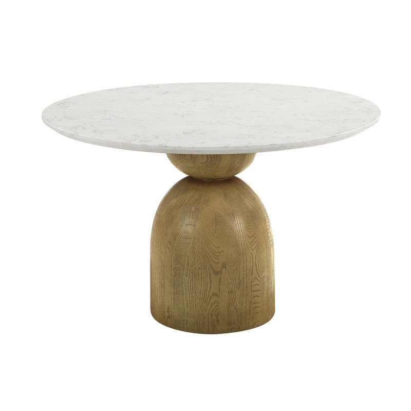 Kala – Natural Marble Top Round Dining Table – White
