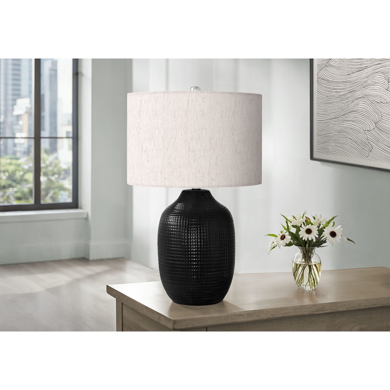 Lighting, Table Lamp, Ceramic, Contemporary – Black / Cream