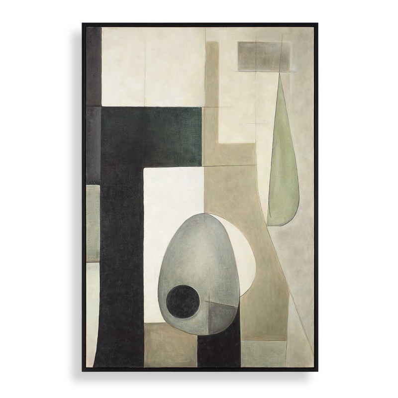 Fair Trade – Geometric Abstract Art – Black / Brown / Gray / Green