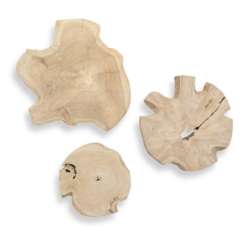 Kalani – Wood Outdoor Wall Art (Set of 3) – Light Brown