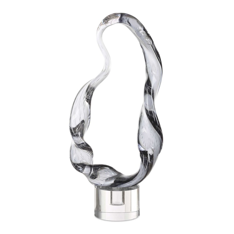 Luminous Twist – Glass Sculpture – Black / White