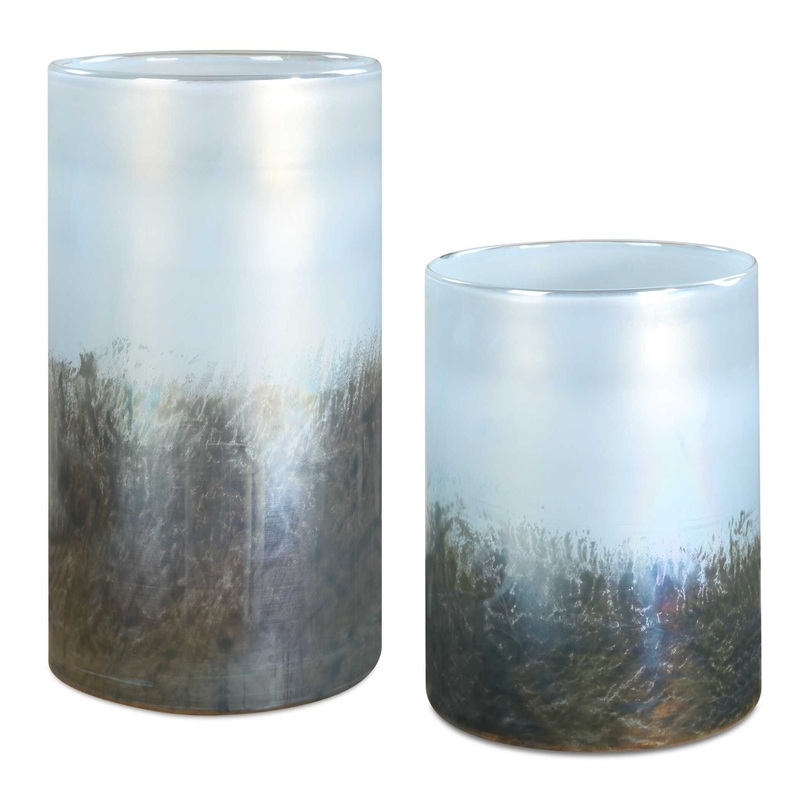 Midnight – Mist Cylindrical Vases (Set of 2) – Blue / Gray