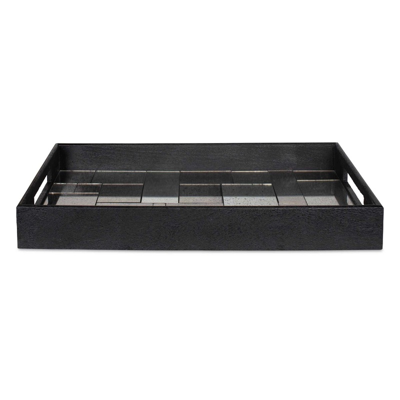Modern – Mosaic Antique Mirrored Tray – Black