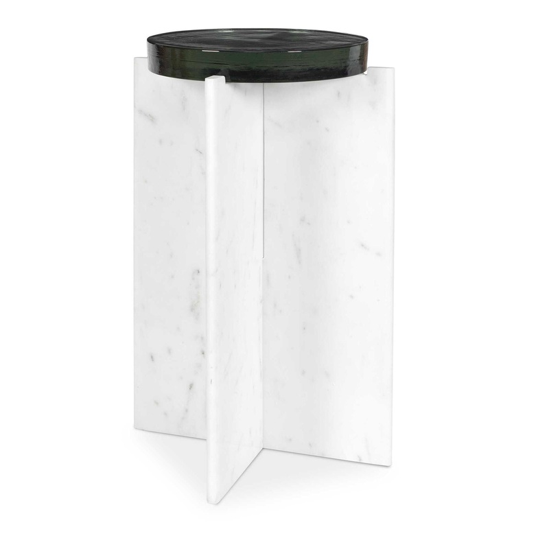 Olina – Marble Outdoor Accent Table – White