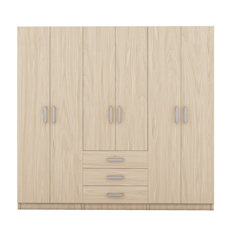 6 Doors Wardrobe Storage For Bedroom, With Big Drawers – Brown