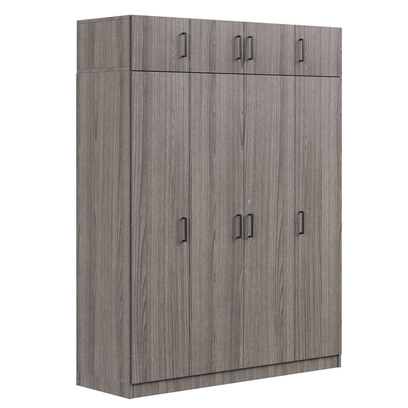 Contemporary 4 Door Wardrobe With 1 Drawer And Top Cabinet – Gray