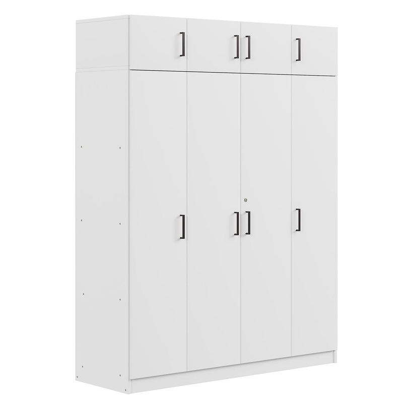Contemporary 4 Door Wardrobe With Drawer And Top Cabinet – White