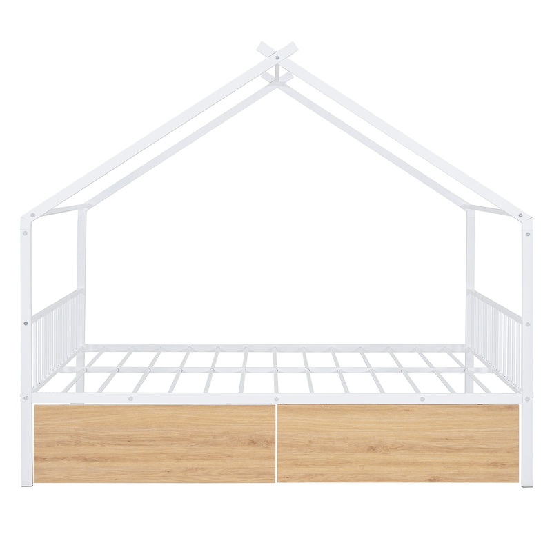 Full Size Classic House Bed With 2 Drawers – White