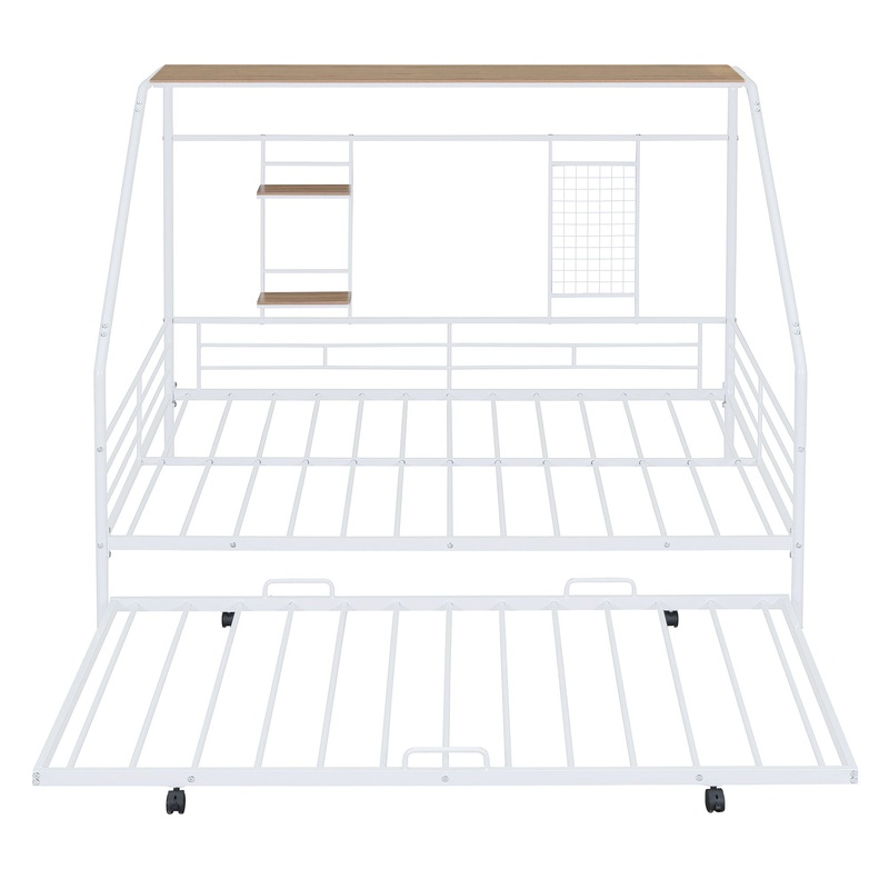 Full Size House Bed With Trundle – White