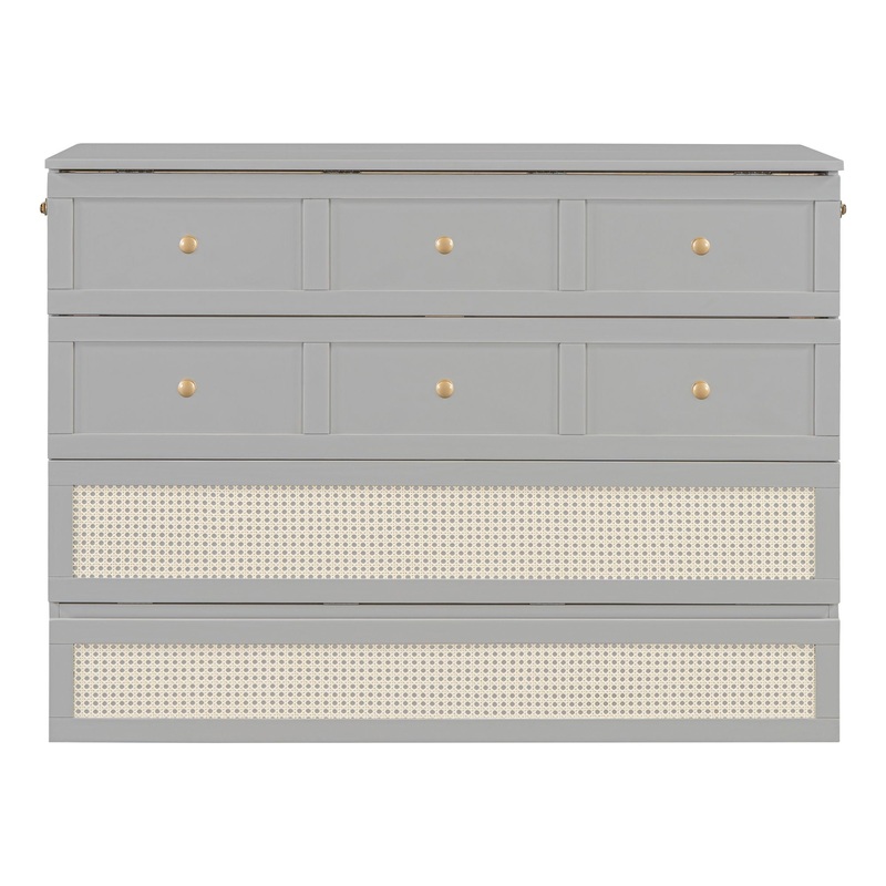 Full Size Murphy Bed With Large Drawers, Space Saving Design – Gray
