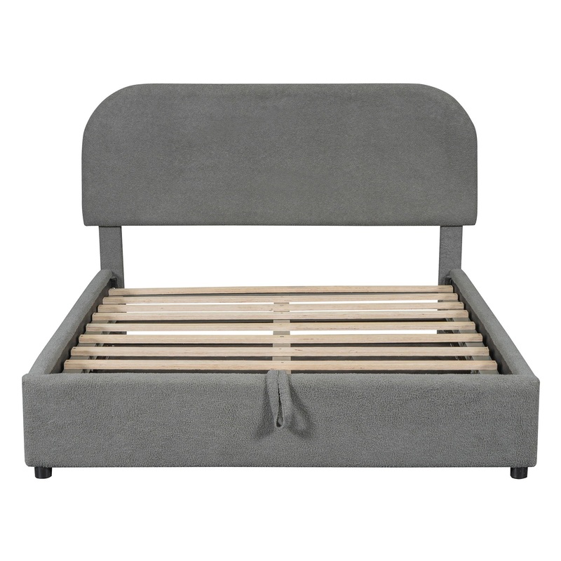 Full Size Upholstered Platform Bed With Hydraulic Storage System – Gray