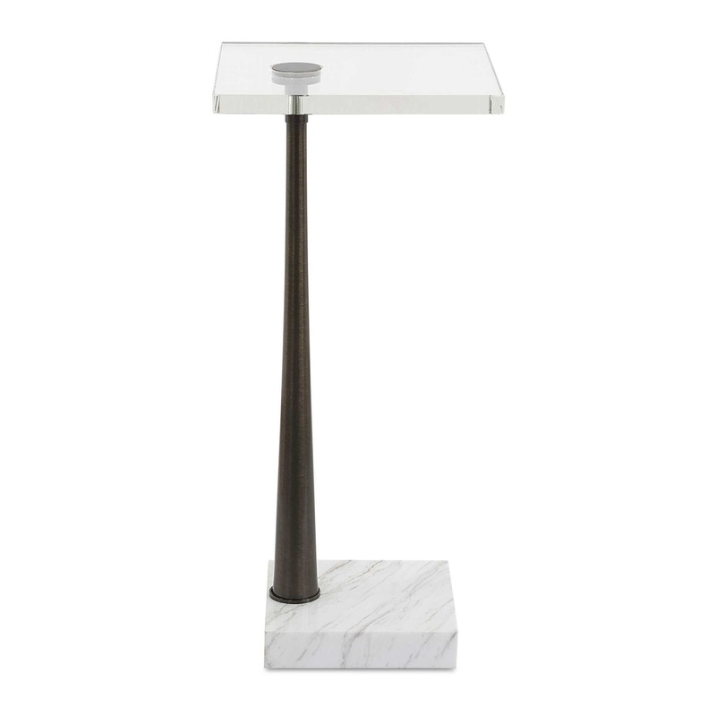 Pelton – Marble Glass Drink Table – Bronze / White