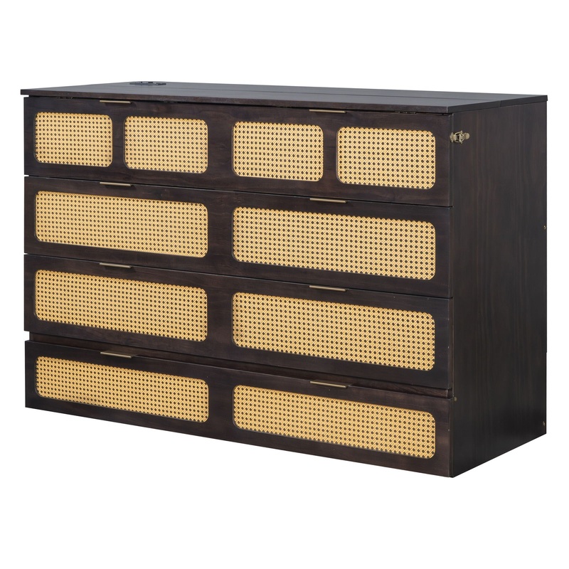 Queen Murphy Bed With Large Drawers – Espresso