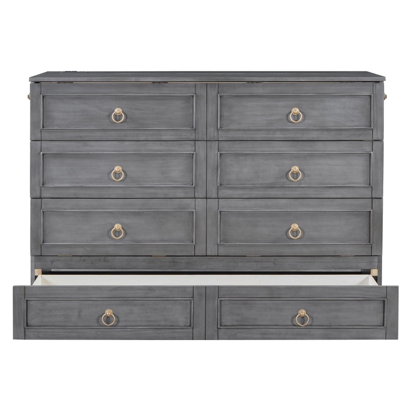 Queen Murphy Elegant Bed With Spacious Drawers – Gray