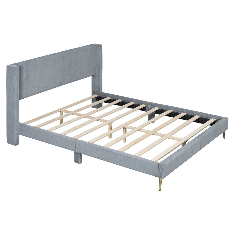Queen Size Platform Contemporary Bed With Legs – Gray