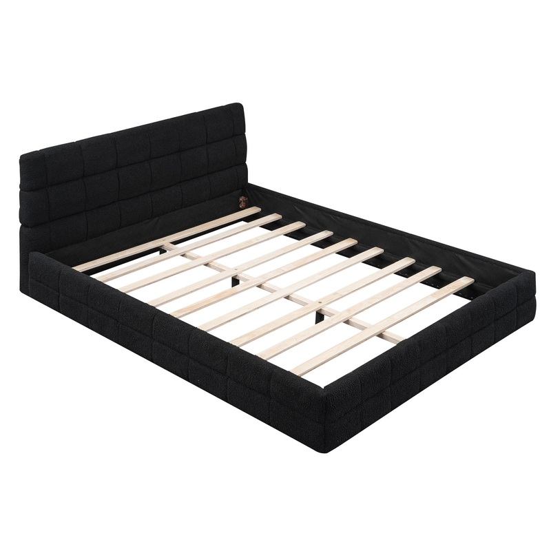 Queen Size Upholstered Platform Bed – Black