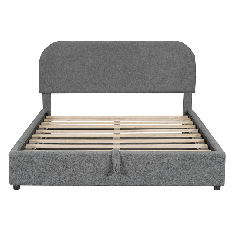 Queen Size Upholstered Platform Bed With Hydraulic Storage System – Gray