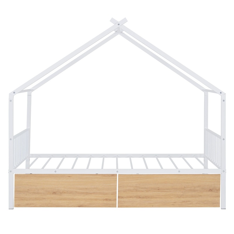 Twin Size Playhouse Design Bed With 2 Drawers – White