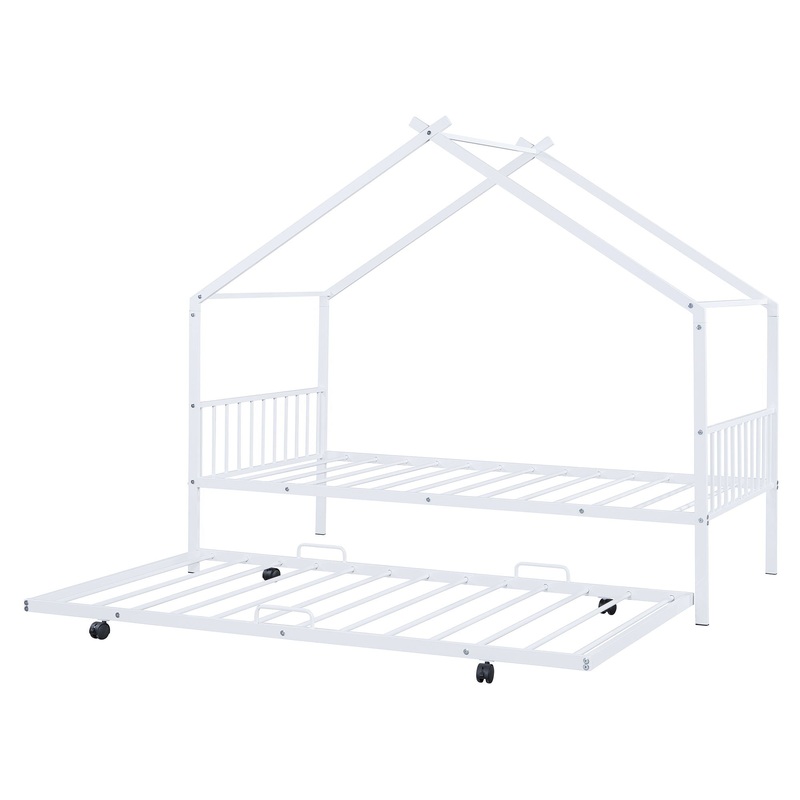 Twin Size Playhouse Design Bed With Twin Size Trundle – White