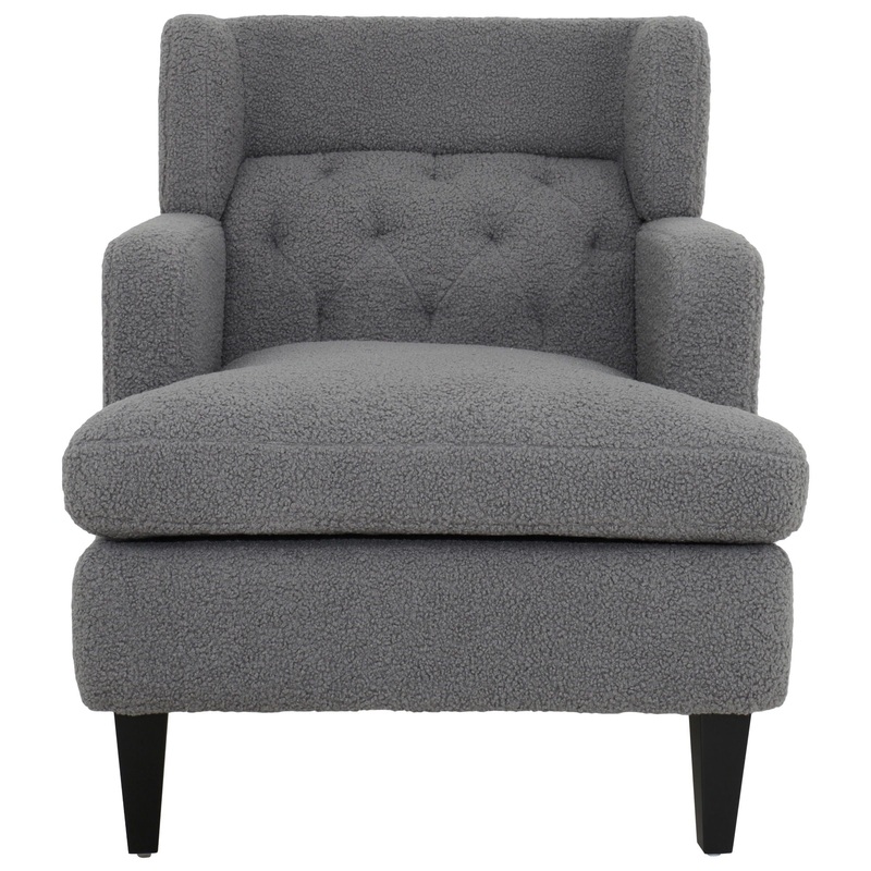 Upholstered Accent Chair Tufted Armchair For Living Room – Dark Gray