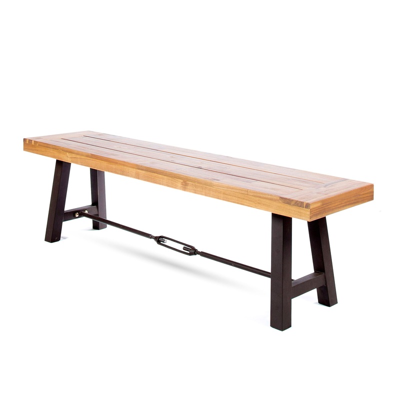 Blossom – Acacia Wood Outdoor Bench With Slat Design – Rustic