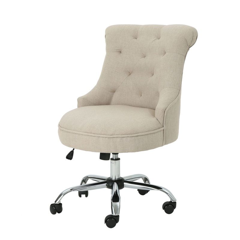 Fidelity – Upholstered Office Chair With Sloped Arms And Rolled Backrest – Wheat / Chrome