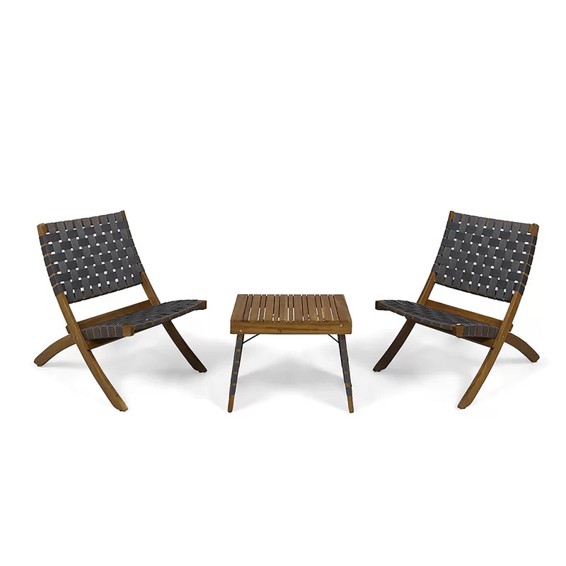 Kayla – Outdoor Foldable 2 Seater Chat Set – Brown / Gray