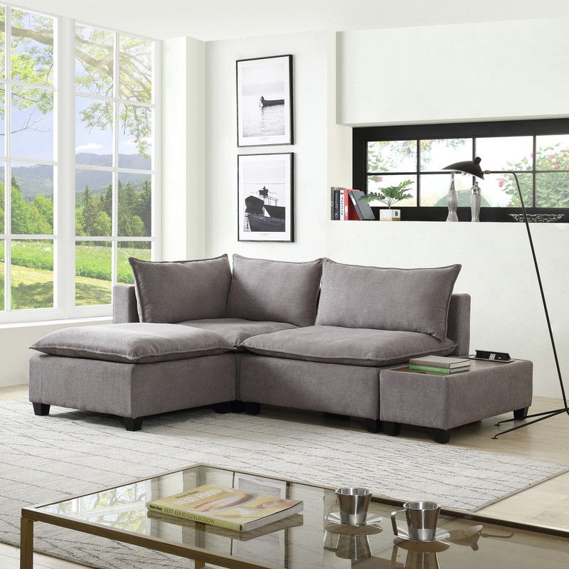 Madison – Fabric Reversible Sectional Sofa Ottoman
