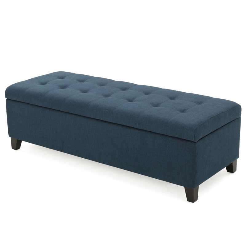 Nebulous – Fabric Upholstered Ottoman With Storage And Diamond Tufted Seat – Navy Blue
