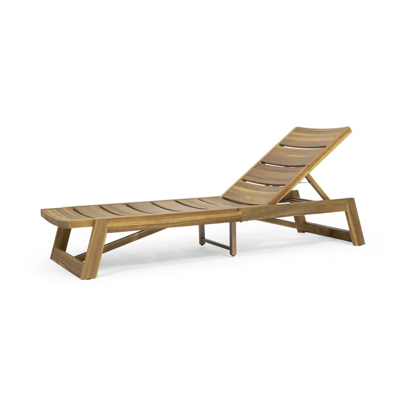 Outdoor Chaise Lounge With Adjustable Seating And Slat Panel – Yellow Brown