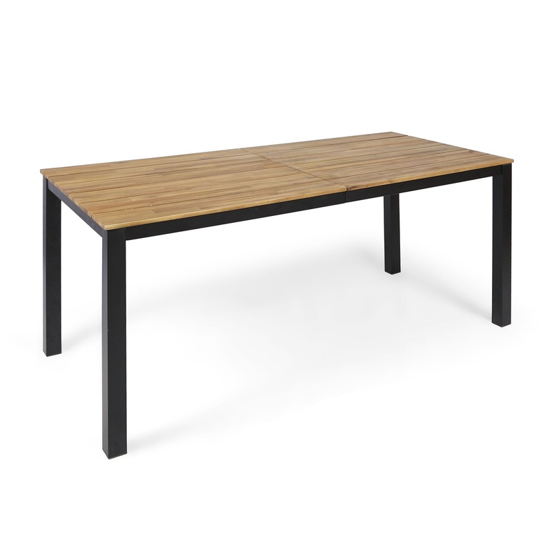Rectangular Outdoor Dining Table Tabletop With Iron Legs – Black