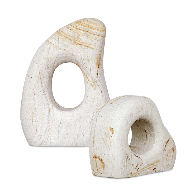 Stone Flow – Outdoor Sculptures (Set of 2) – Brown / White