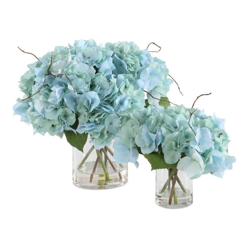 Tranquil – Blooms In Glass Vases (Set of 2) – Blue