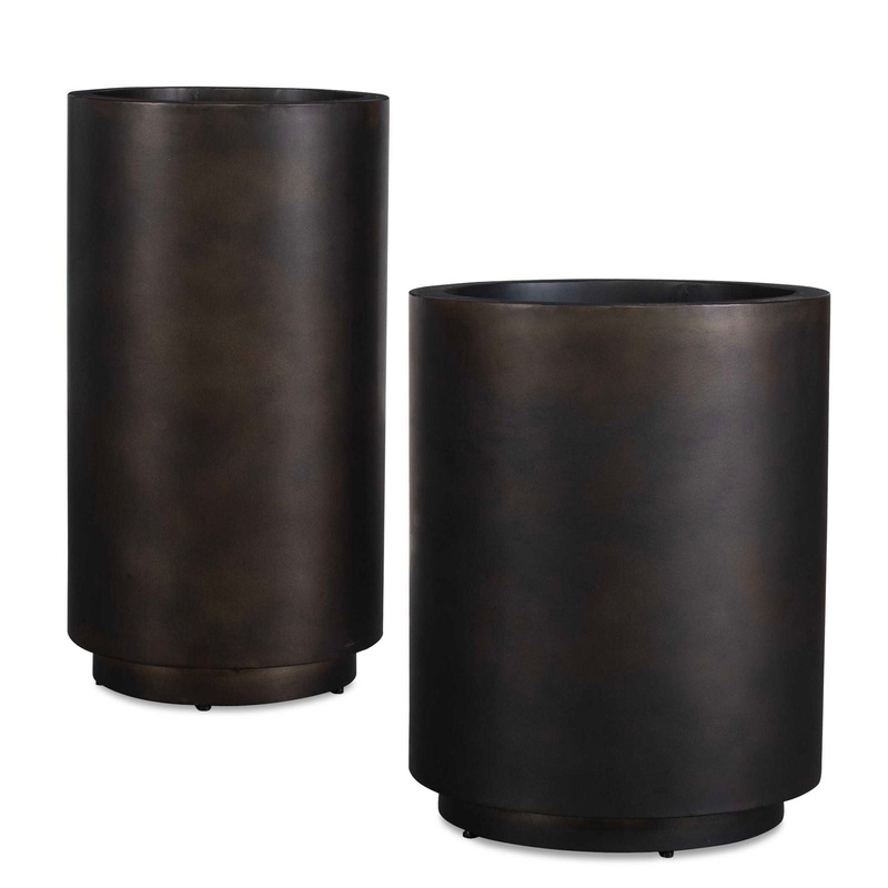 Volcan – Outdoor Planters (Set of 2) – Matte Bronze