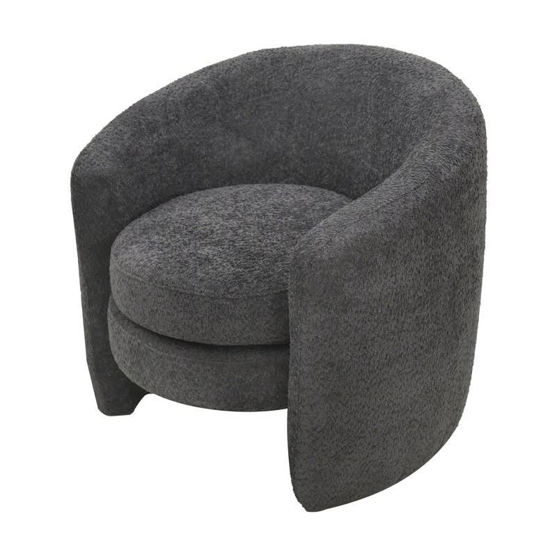Affinity Modern Curved Back Upholstered Accent Chair With Soft Cozy Boucle Fabric – Dark Gray