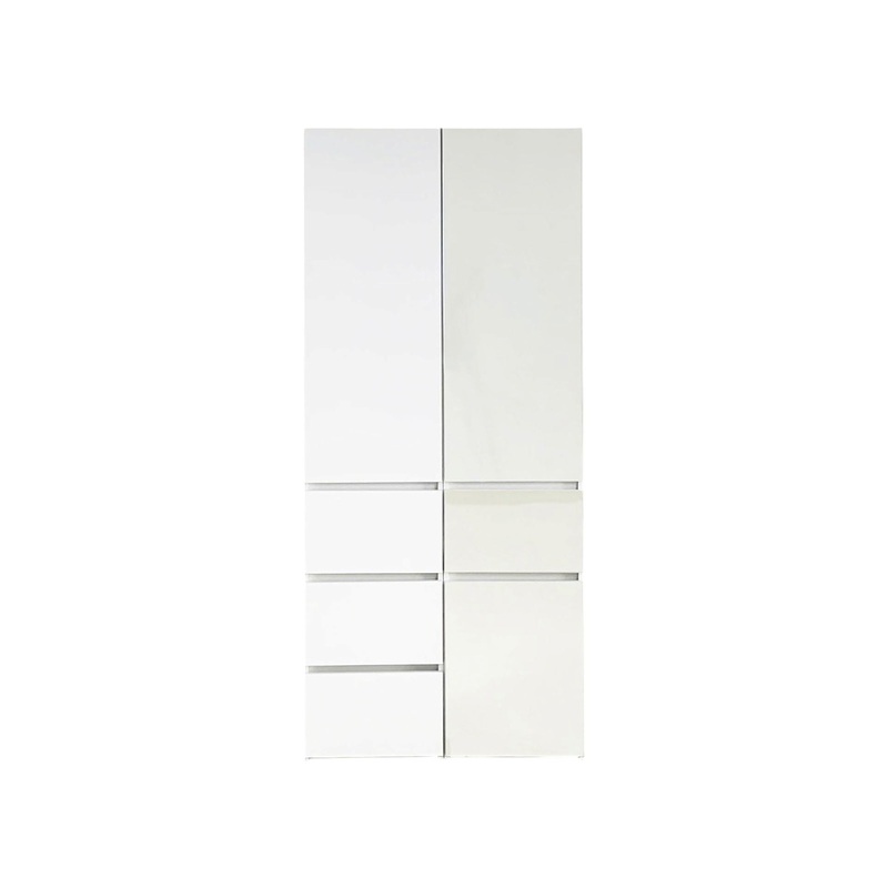 Elise – Modular Wood Closet System With Mirror In Customizable Storage Solution – White
