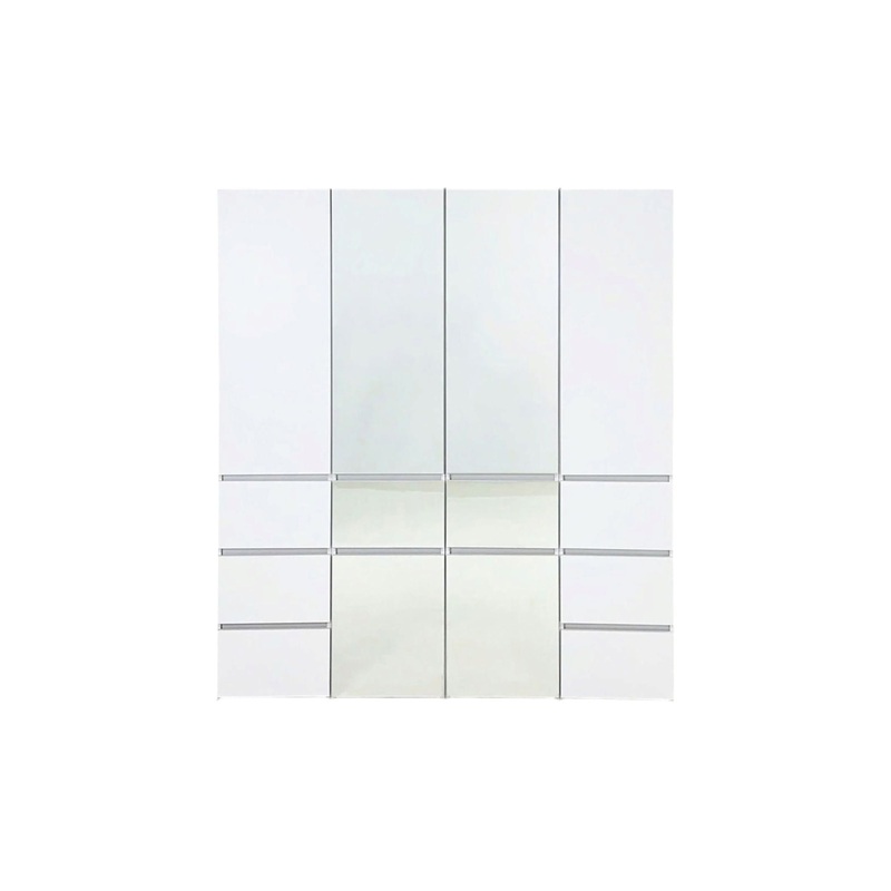 Elise – Modular Wood Closet System With Mirror In Durable Melamine And Wood Customizable Storage – White