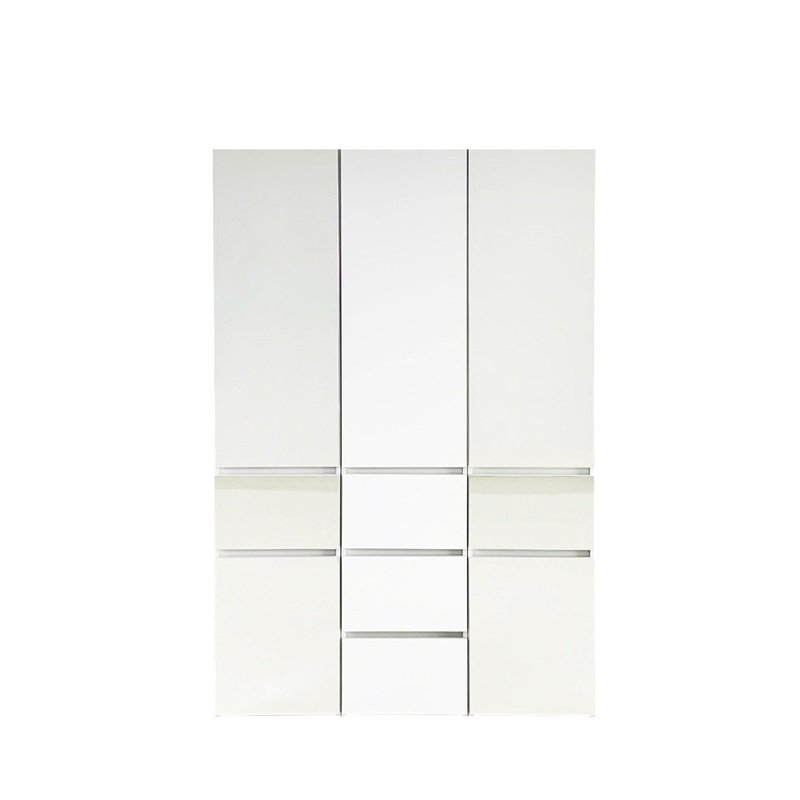 Elise – Modular Wood Closet System With Mirror In Versatile Storage Solution – White