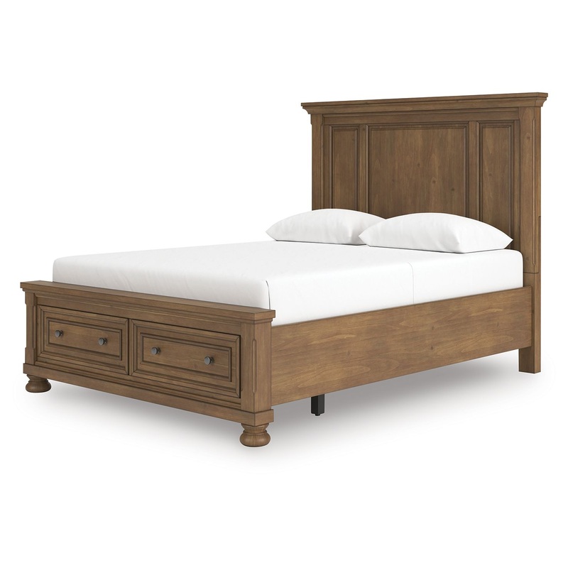 Feddinger – Panel Storage Bed|Light Brown|King|California King|Queen