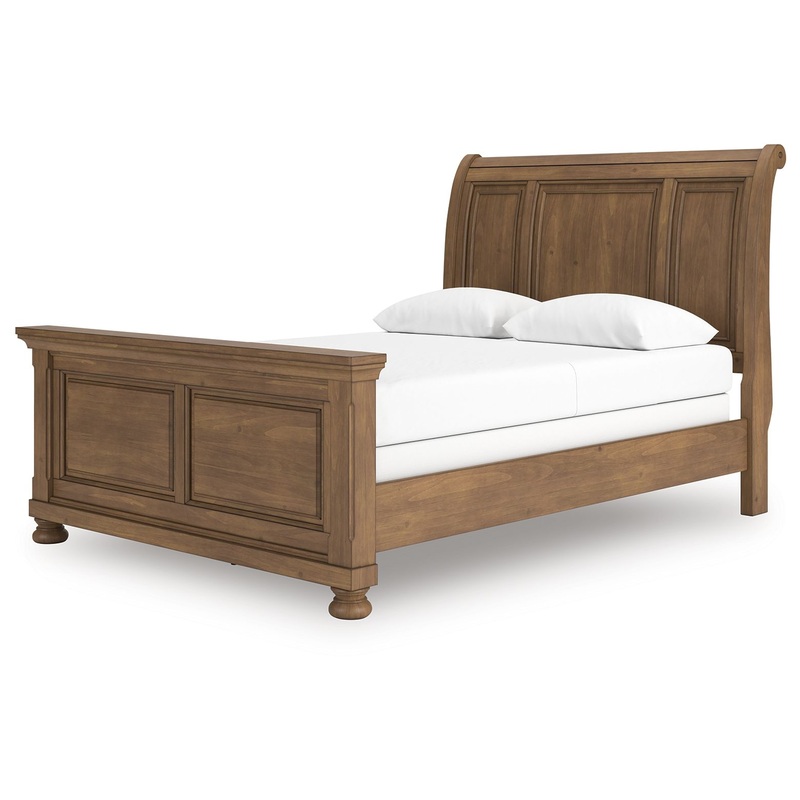 Feddinger – Sleigh Bed|Light Brown|Queen|King|California King