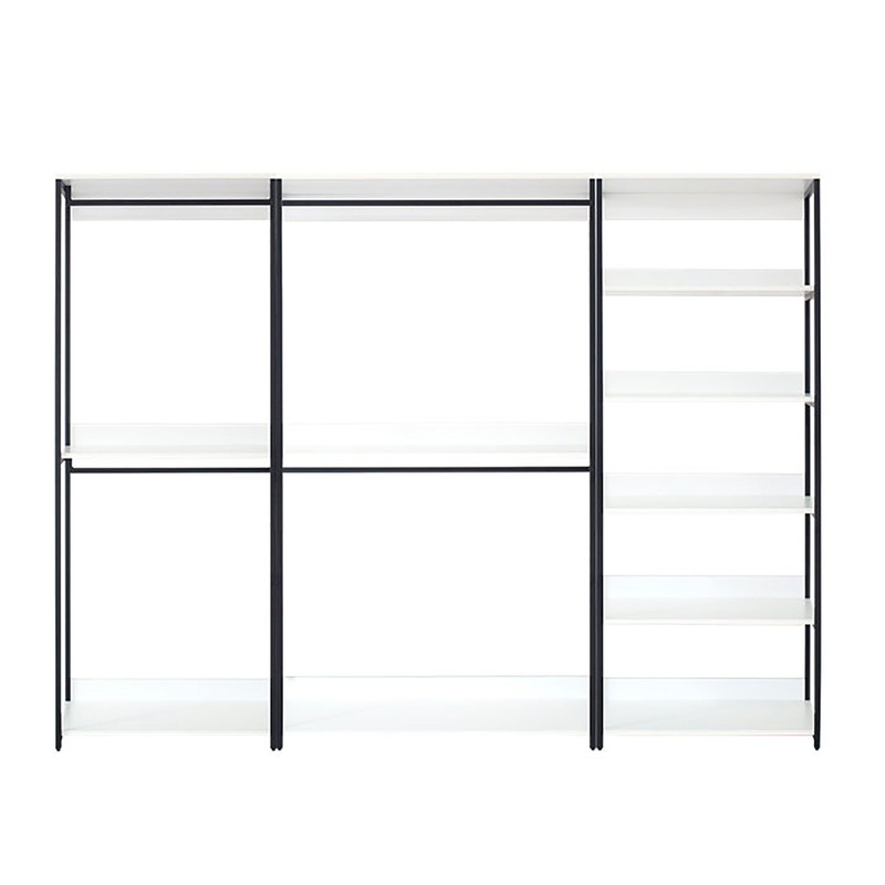 Fiona – Freestanding 3 Tower System Walk In Closet With 7 Shelf Wood And Metal Frame – White