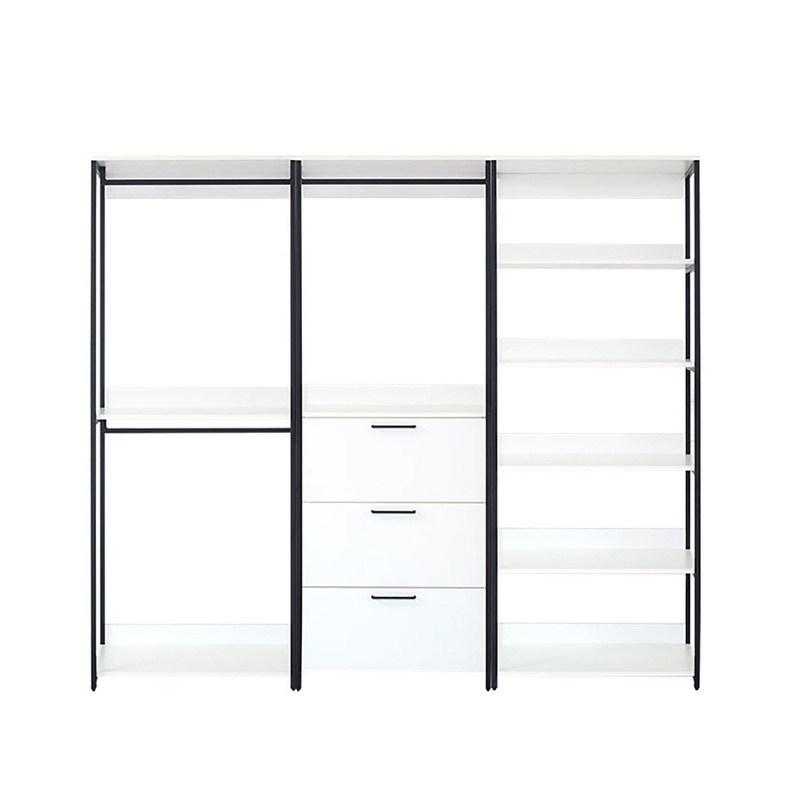 Fiona – Freestanding 3 Tower Wood Closet System With Metal Frame 7 Shelf Walk – White