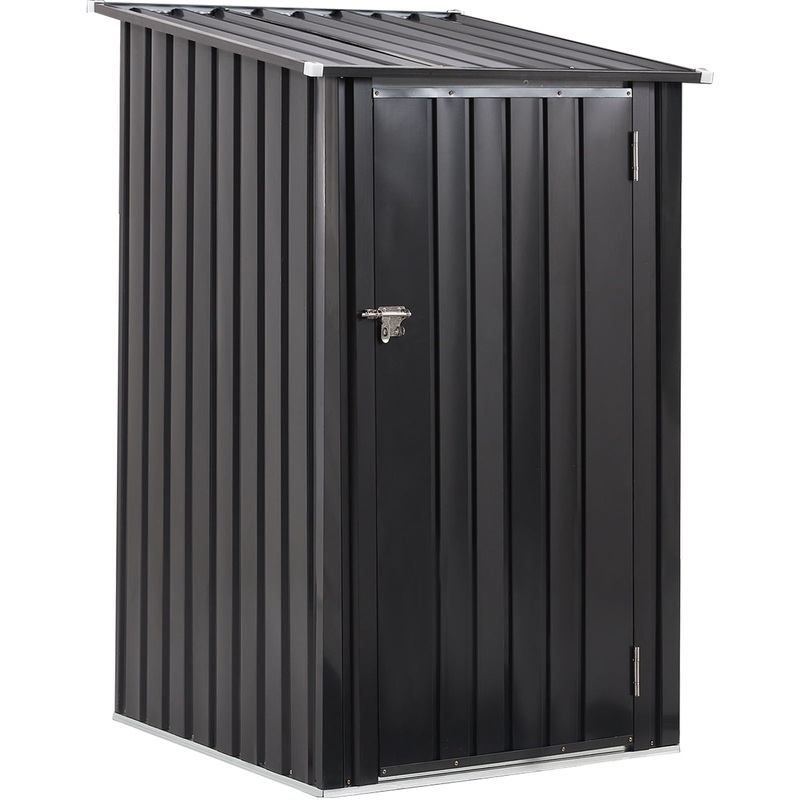 Outdoor Storage Shed, Metal Steel Garden Shed With Single Lockable Door, Small Shed Outdoor Steel Utility Tool Shed For Backyard Patio Garden Lawn – Black