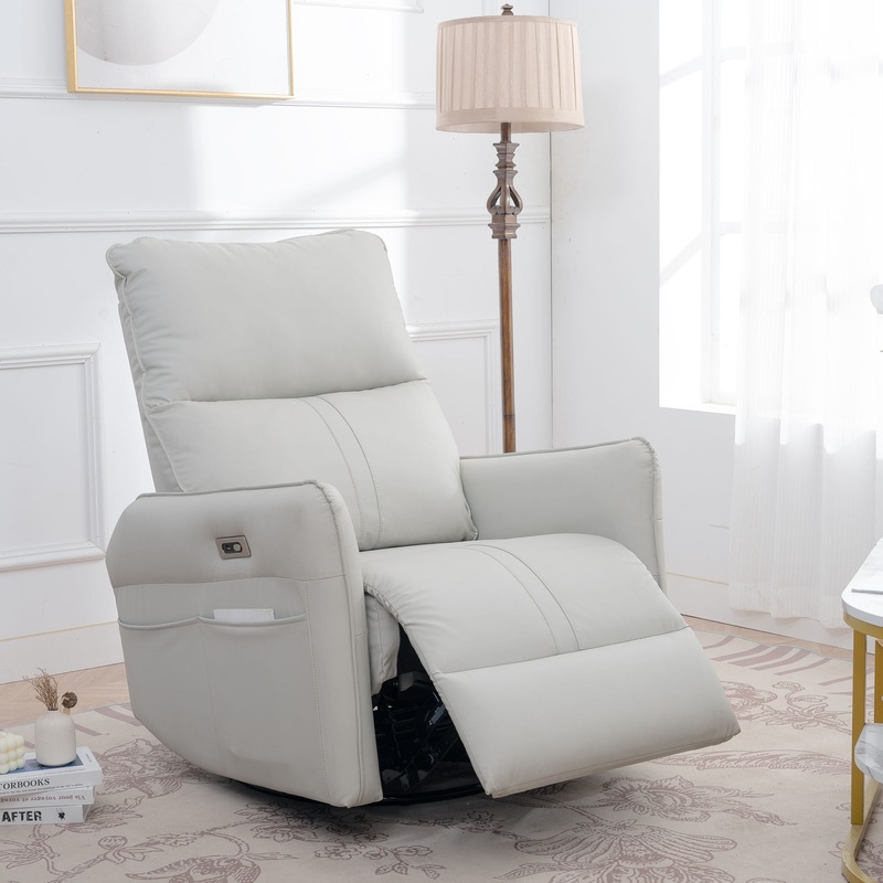 29.92 270 Power Swivel Rocker Recliner Chair, Electric Glider Reclining Sofa With USB Ports, Power Swivel Glider, Rocking Chair Nursery Recliners For Living Room Bedroom