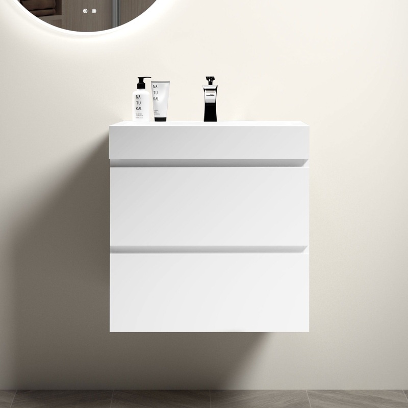 Alice – Bathroom Vanity With Large Storage, Sink Wall Mounted Floating Bathroom Vanity For Modern Bathroom, One-Piece Sink Basin Without Drain And Faucet